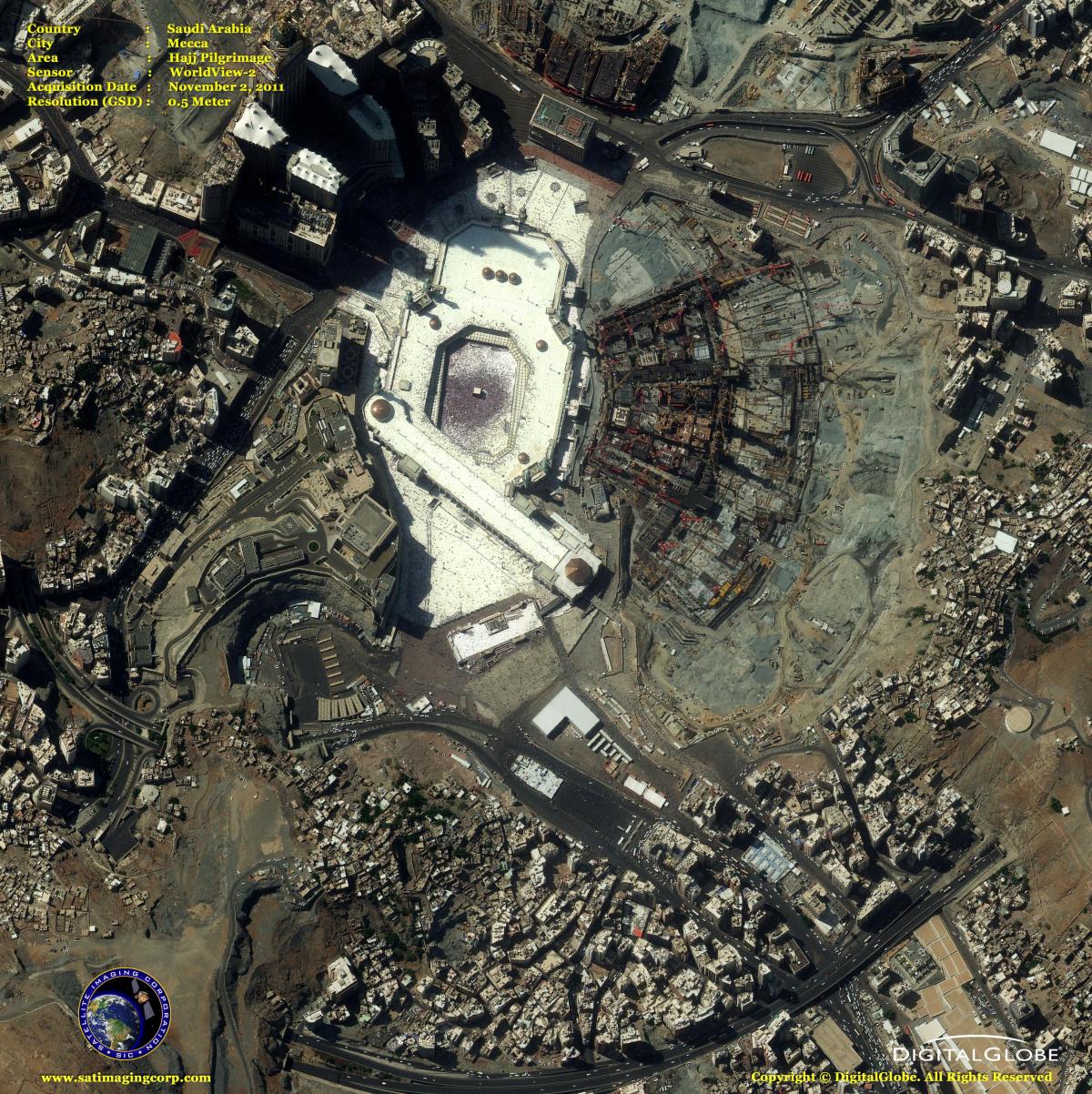 mapa Makkah mapu, satelitné