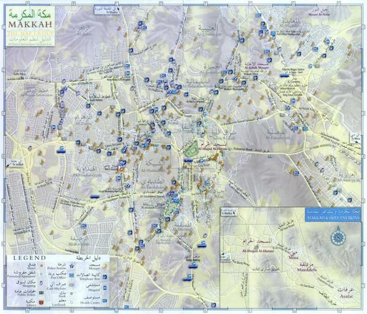 cestnú mapu Makkah mesta